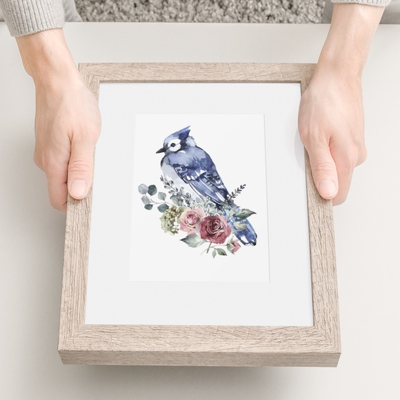 Blue Jay Bird Watercolor Wall Art Print Poster Unframed - Picture 9 of 17
